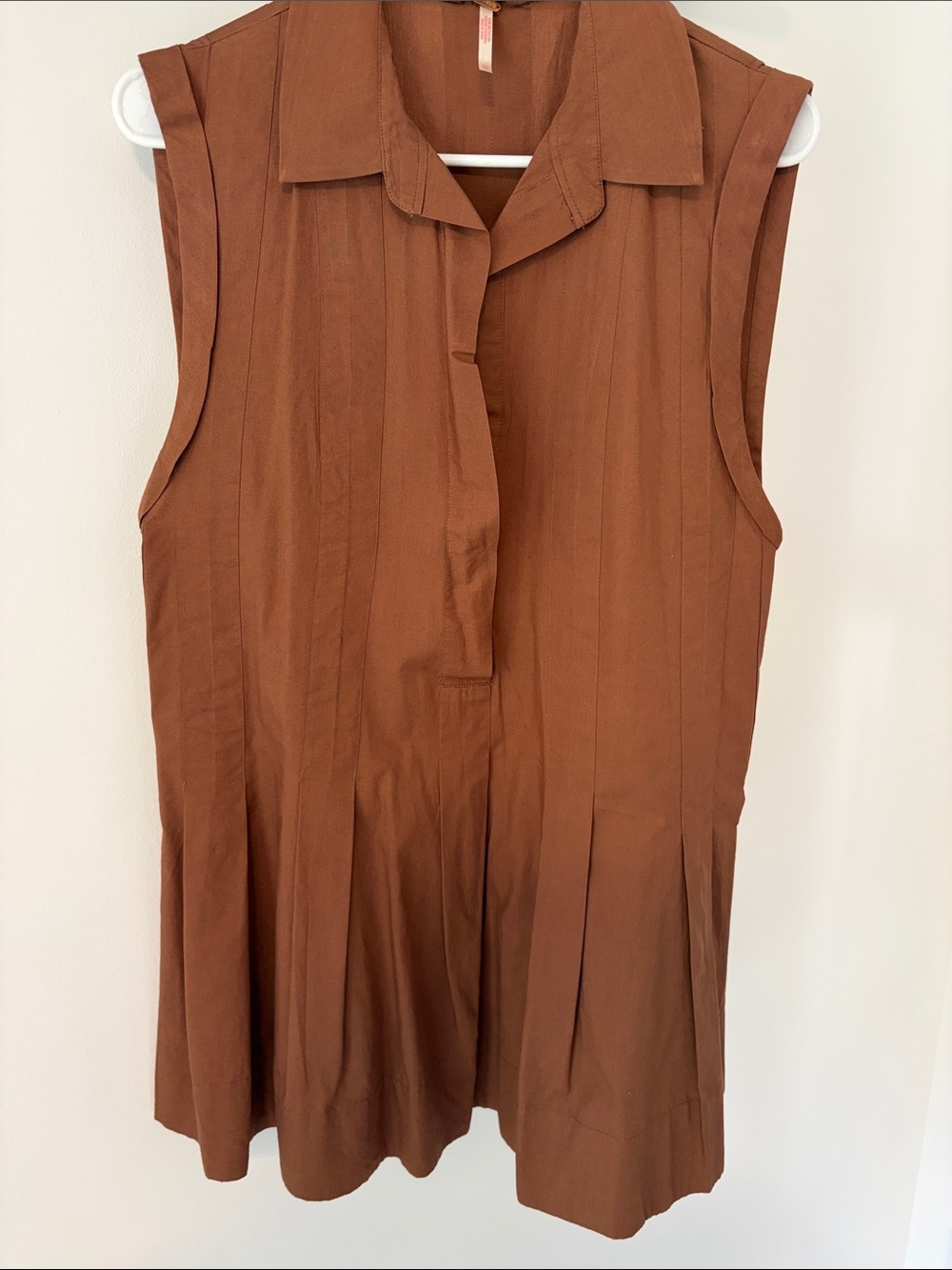 Free people Sleeveless Brown Collared Pleated Women's mini dress or top
